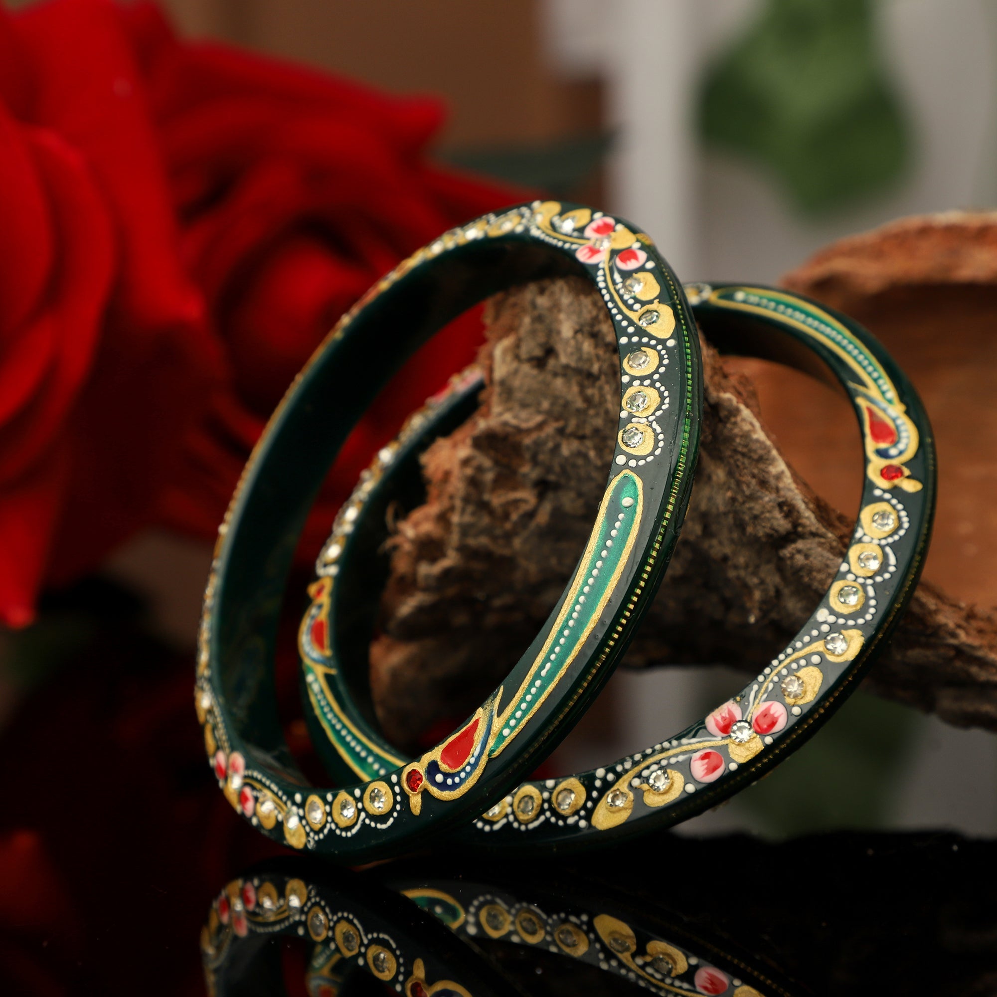 "Aabhushan" - Green Pola 916 22k - Chudli The Bangles