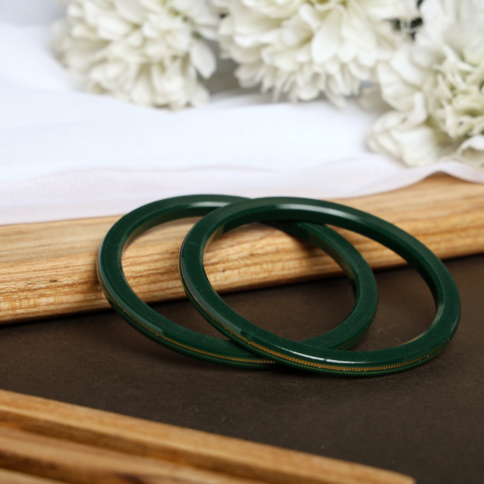 “Hallmark Green Shringar Bangle” (Pack of 1 Pair) (2 pis) - Chudli The Bangles