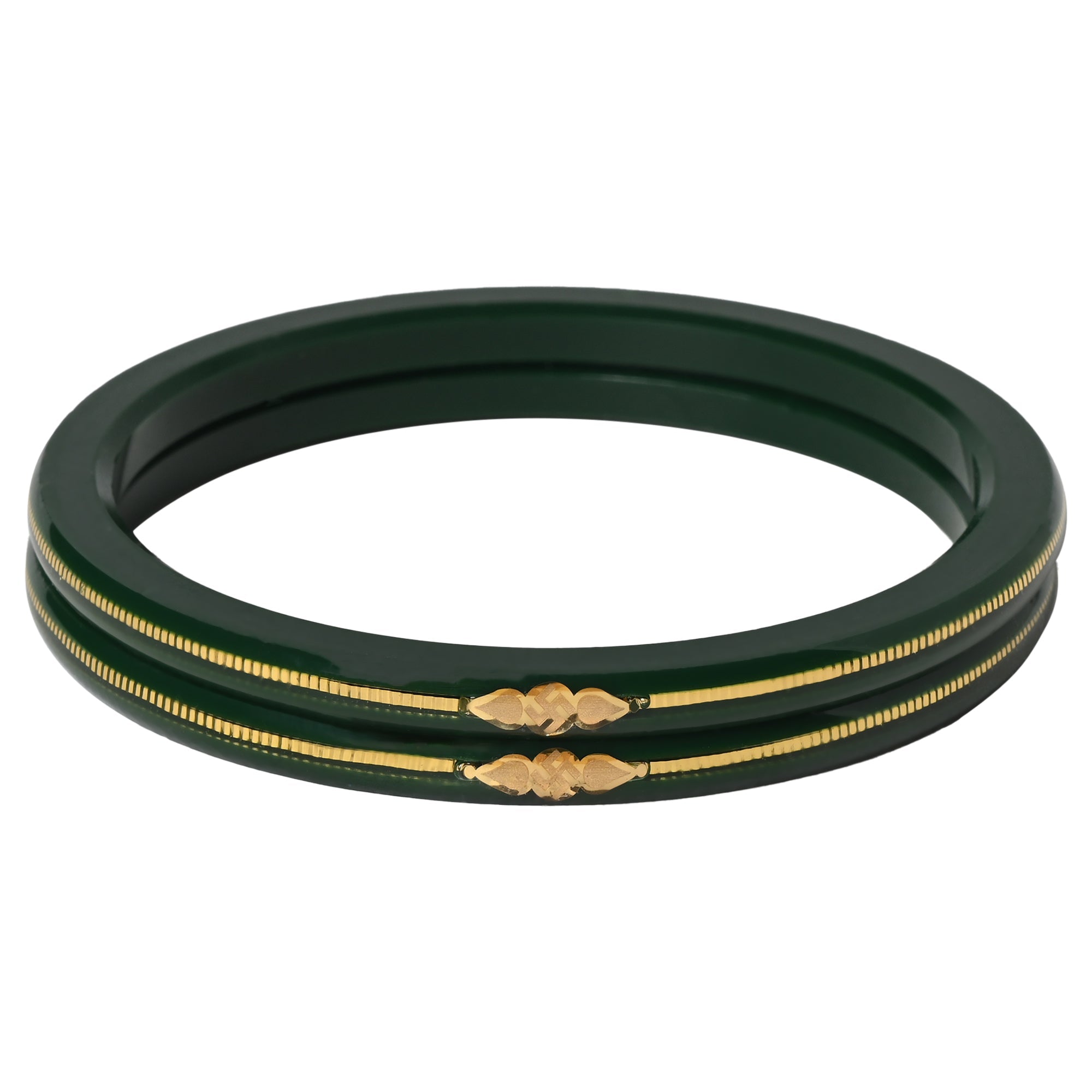 “Hallmark Green Shringar Bangle” (Pack of 1 Pair) (2 pis) - Chudli The Bangles