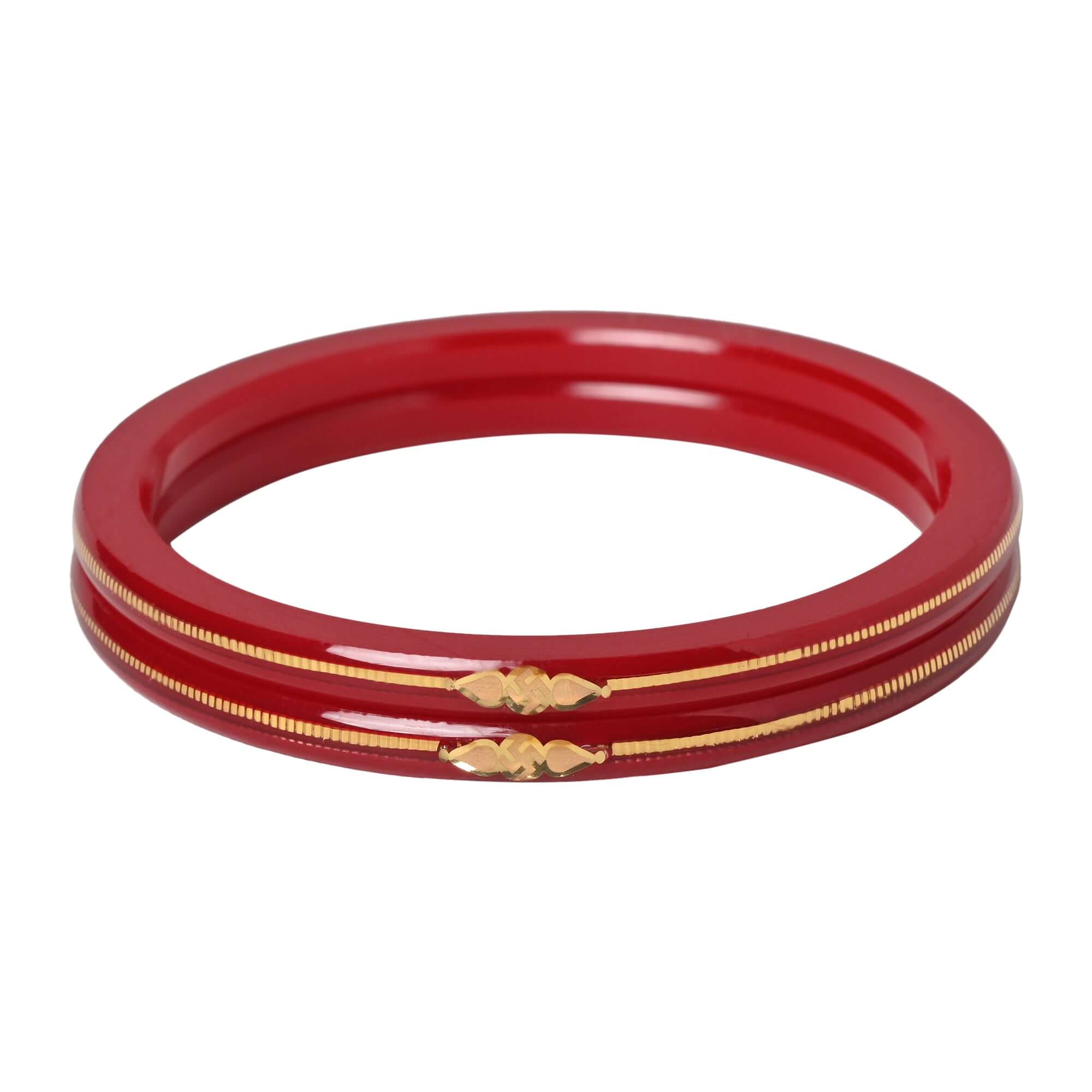 “22k Hallmark Red Divya Shringar Bangle” (2 pis) - Chudli The Bangles